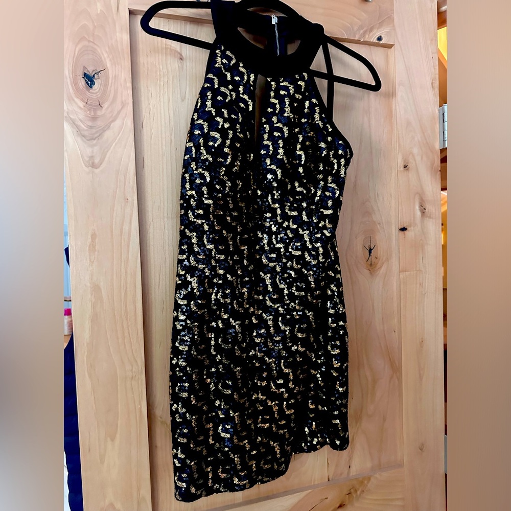 Sequence cocktail mini dress. Fits like size 4 . High neck style.